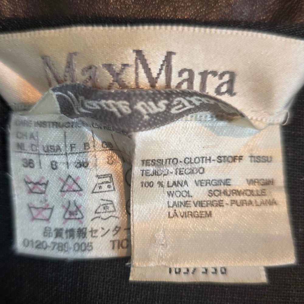 MaxMara Black Virgin Wool Skirt Size 6 Made in Italy Knee Length Women's Work - Picture 3 of 10